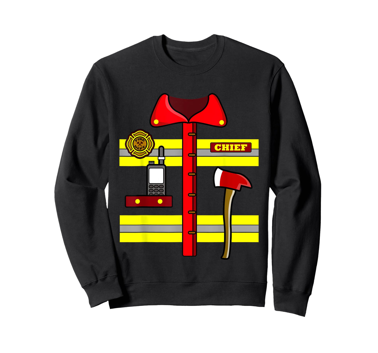 Adult Kids Halloween Fireman Firefighter Costume T-Shirt