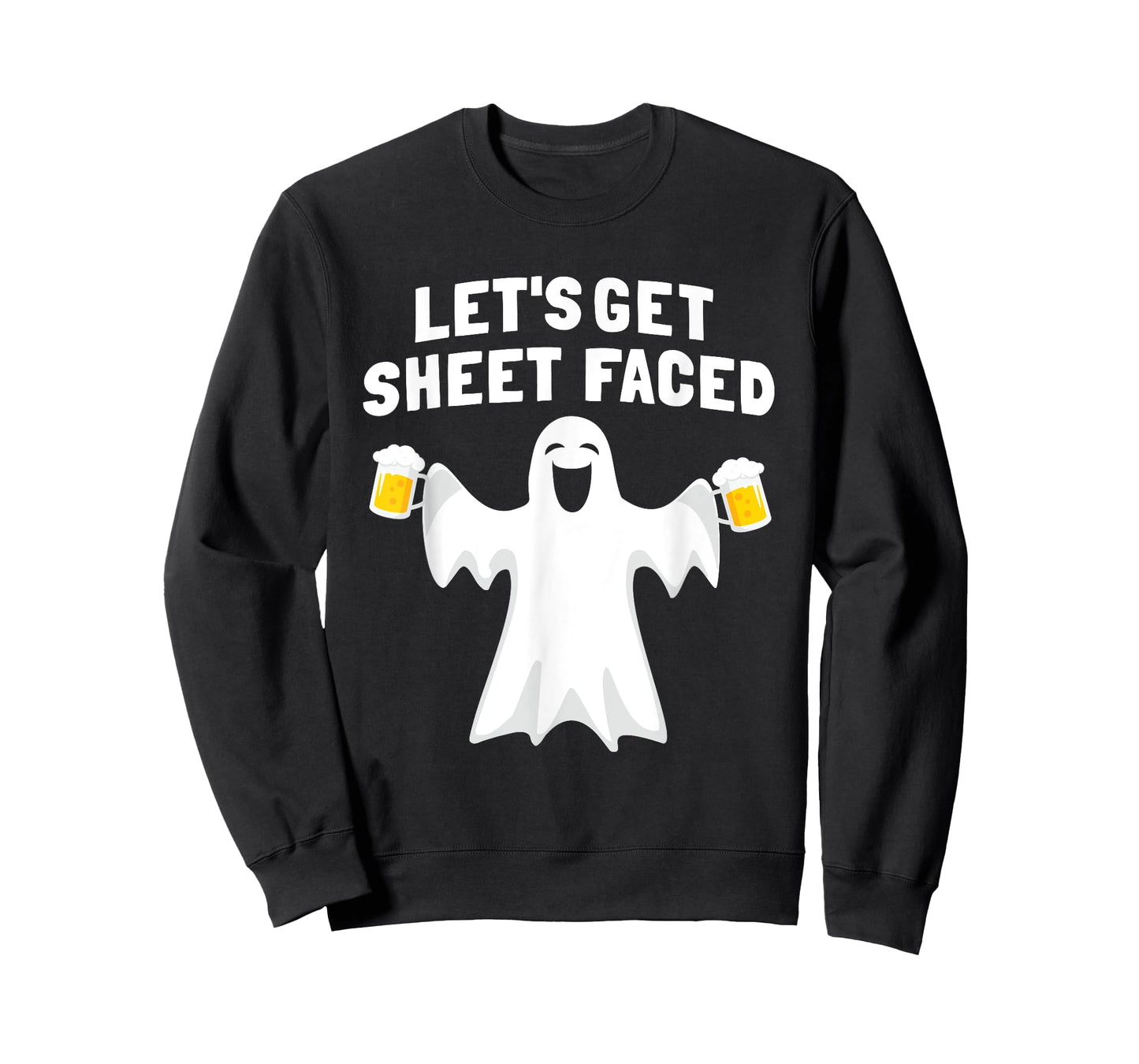 Lets Get Sheet Faced Funny Ghost Halloween Party Drinking T-Shirt