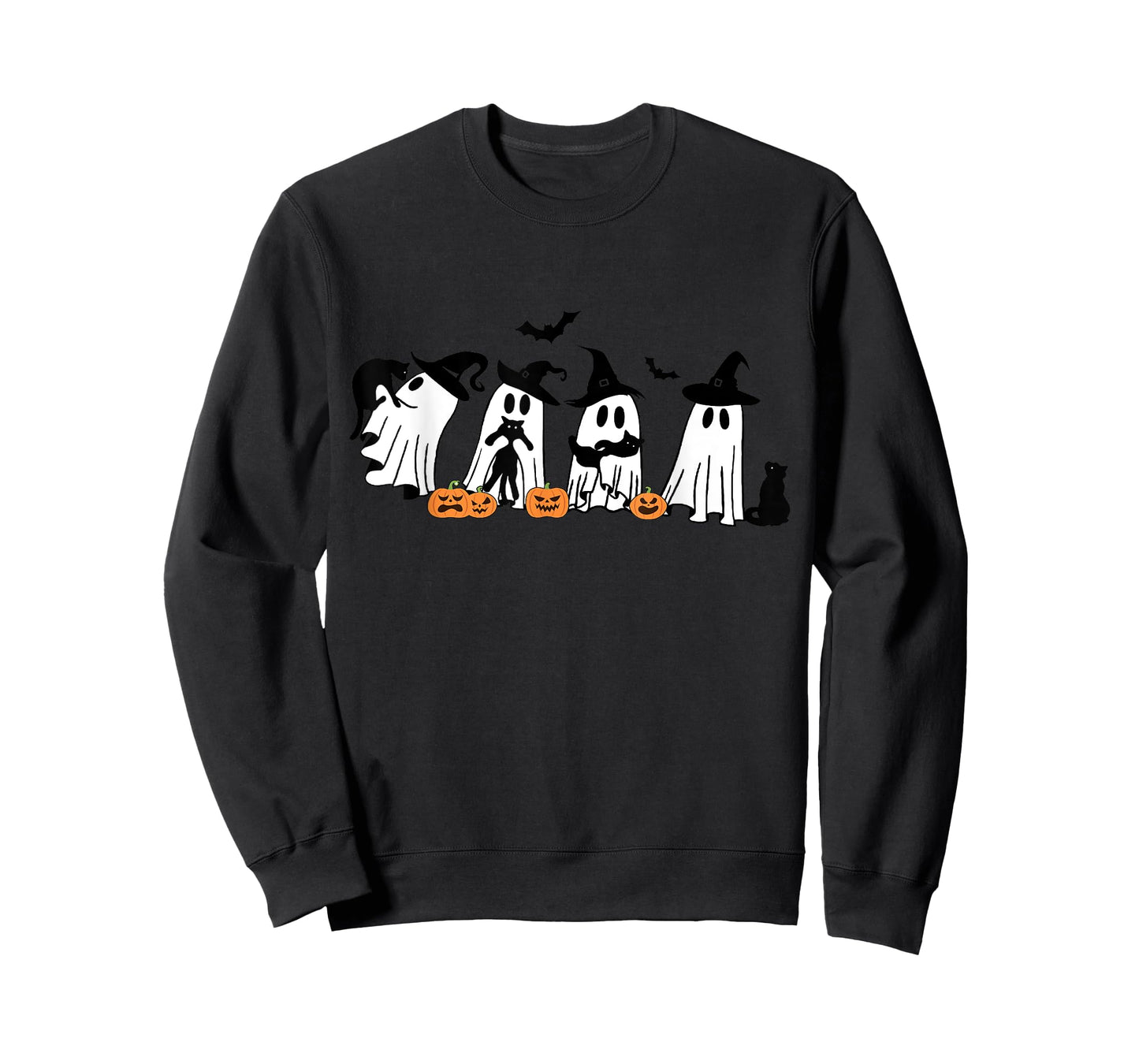 Funny Ghost Holding A Black Cat Halloween Ghost Cat Lovers T-Shirt for Men Women Kids