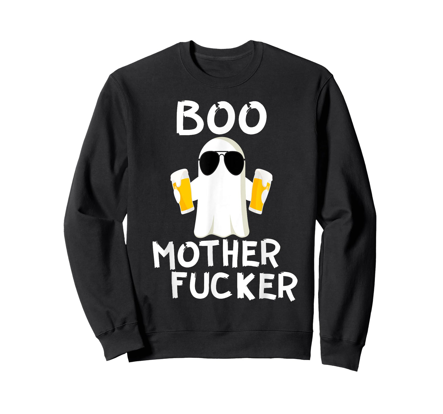 Boo MotherFucker Funny Beer Drinking Ghost Adult Halloween T-Shirt