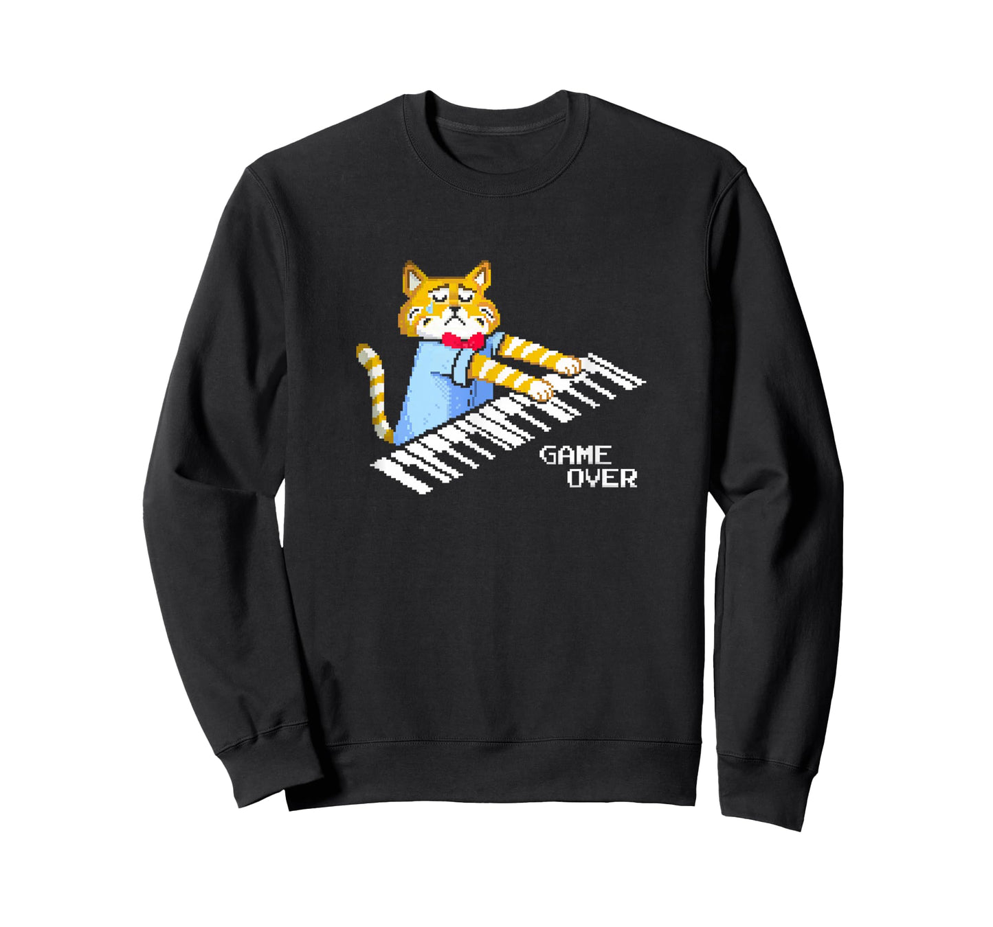 Sad Cat playing keyboard Game Over T-Shirt for Men Women