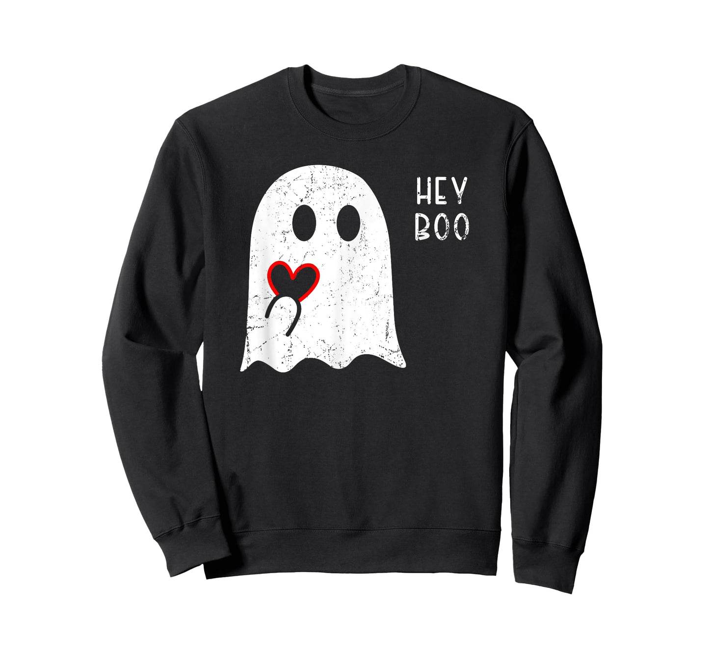 Hey Boo Ghost Heart Hand Sign Cute Halloween Spooky Season T-Shirt
