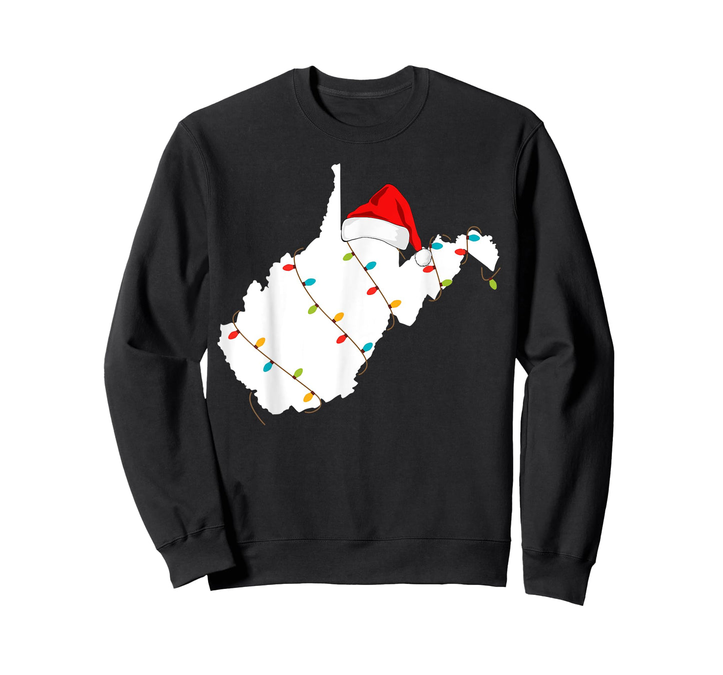 West Virginia Map Christmas T-Shirt With Santa Hat T-Shirt