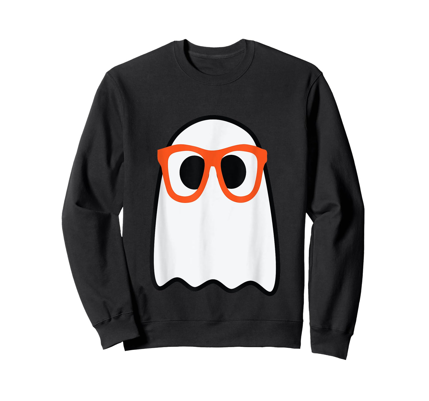 Nerdy Ghost Cute Orange Glasses Halloween Hipster Funny T-Shirt