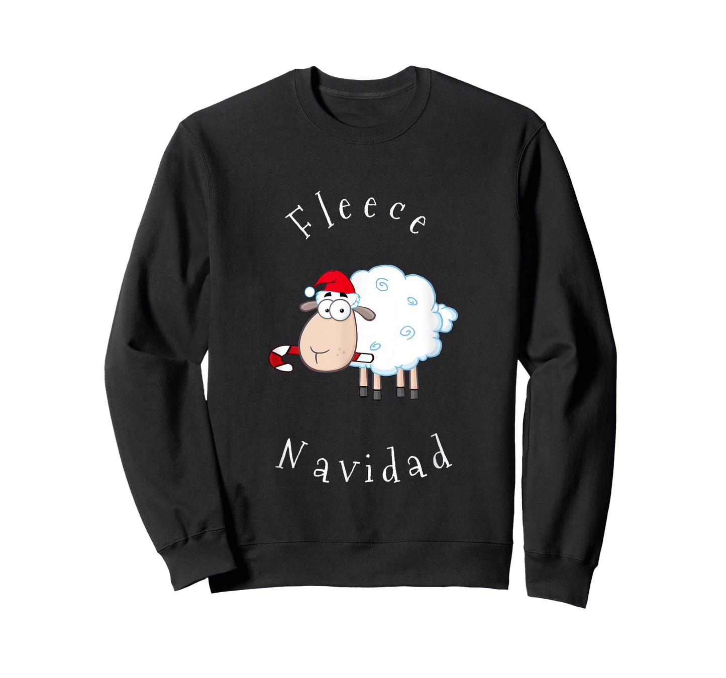 Fleece Navidad Sheep Lamb Santa Hat Candy Cane Christmas T-Shirt