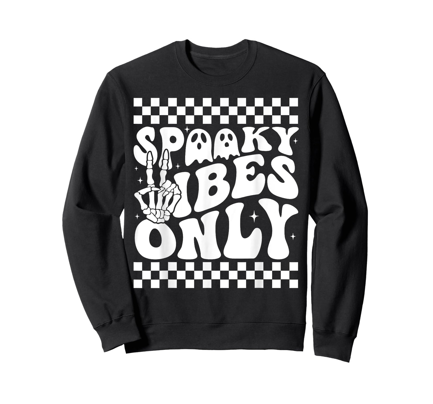 Spooky Vibes Only Toddler Halloween Skeleton Peace Retro T-Shirt