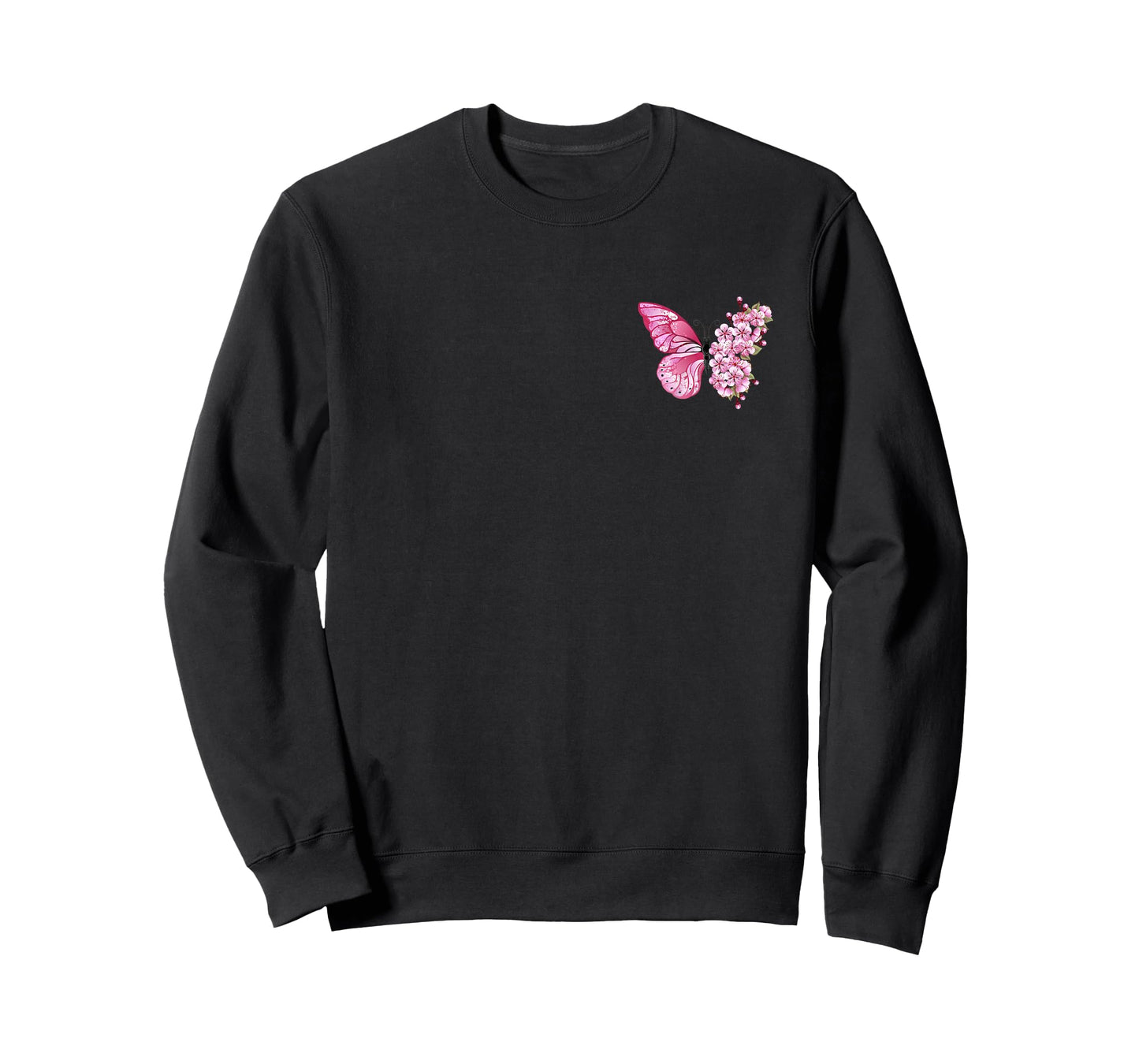 Butterfly With Cherry Blossom Wing Sakura On Chest And Back T-Shirt