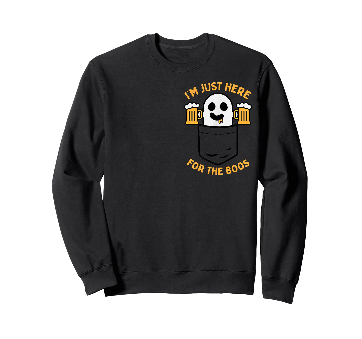 I'm Just Here For The Boos Cute Pocket Ghost Beer Halloween T-Shirt