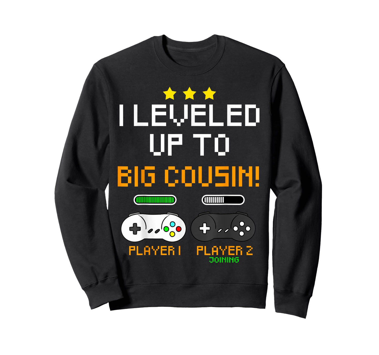Cool Big Cousin Apparel Cousin Gamer Baby Announcement Gender Reveal Gaming T-Shirt, Black, Small