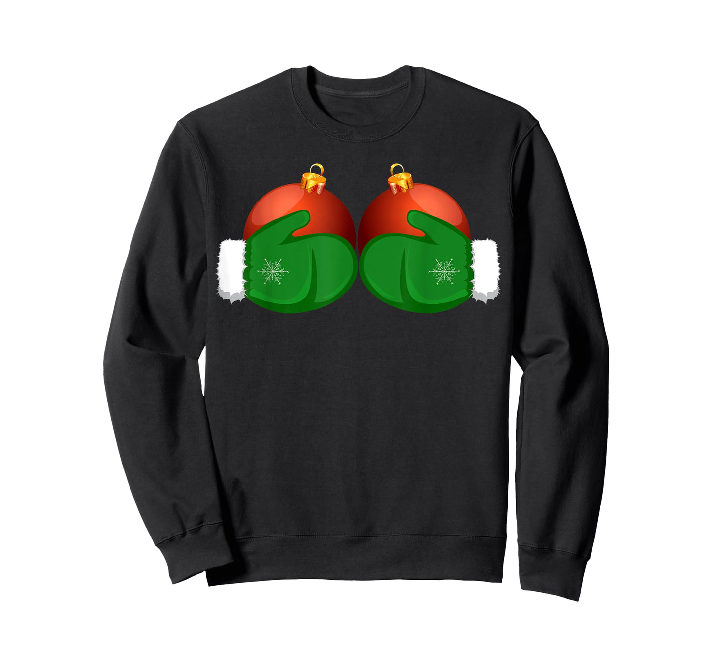 Funny Winter Women's Tee Mittens Holding Xmas Ball Boobs T-Shirt