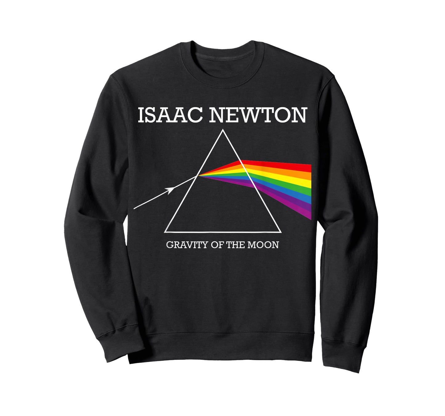 Nerdy Isaac Newton Prism Gravity of the Moon Rock Music Geek T-Shirt