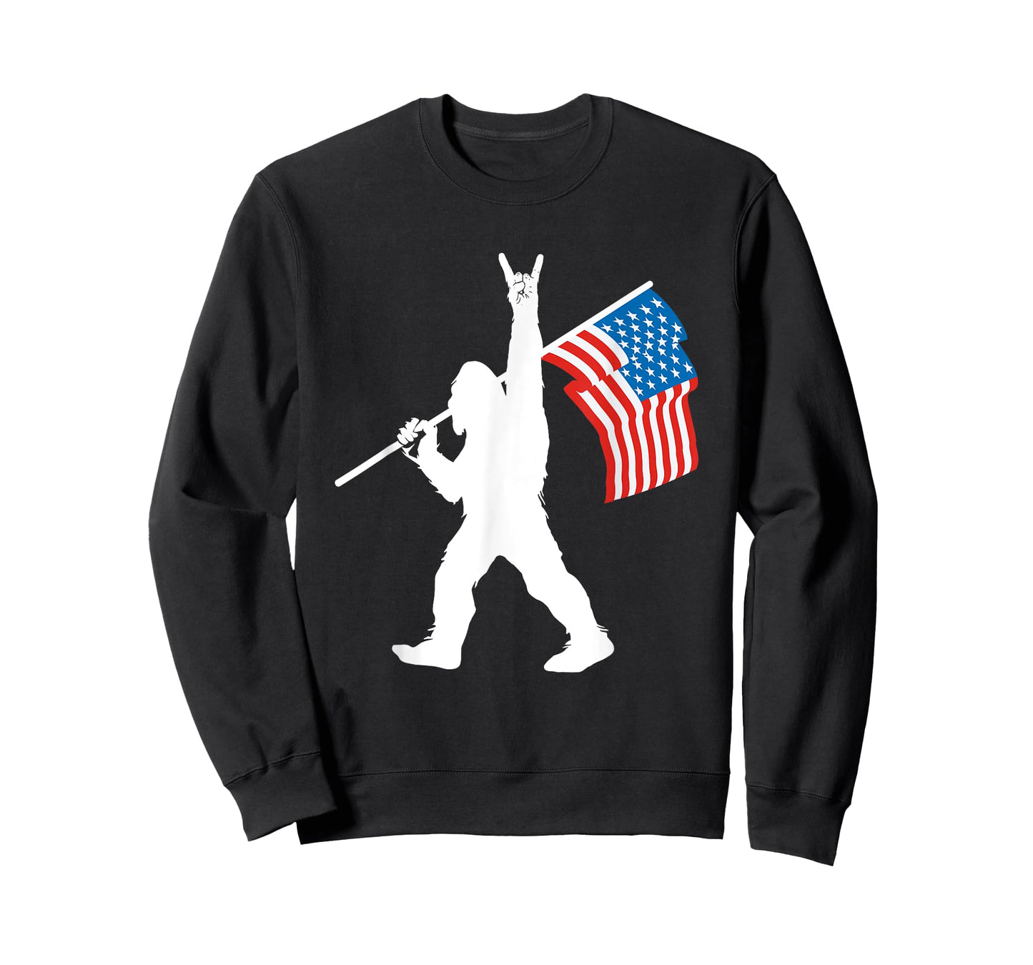 Funny Sasquatch Rock and Roll USA Flag for Bigfoot Believers T-Shirt