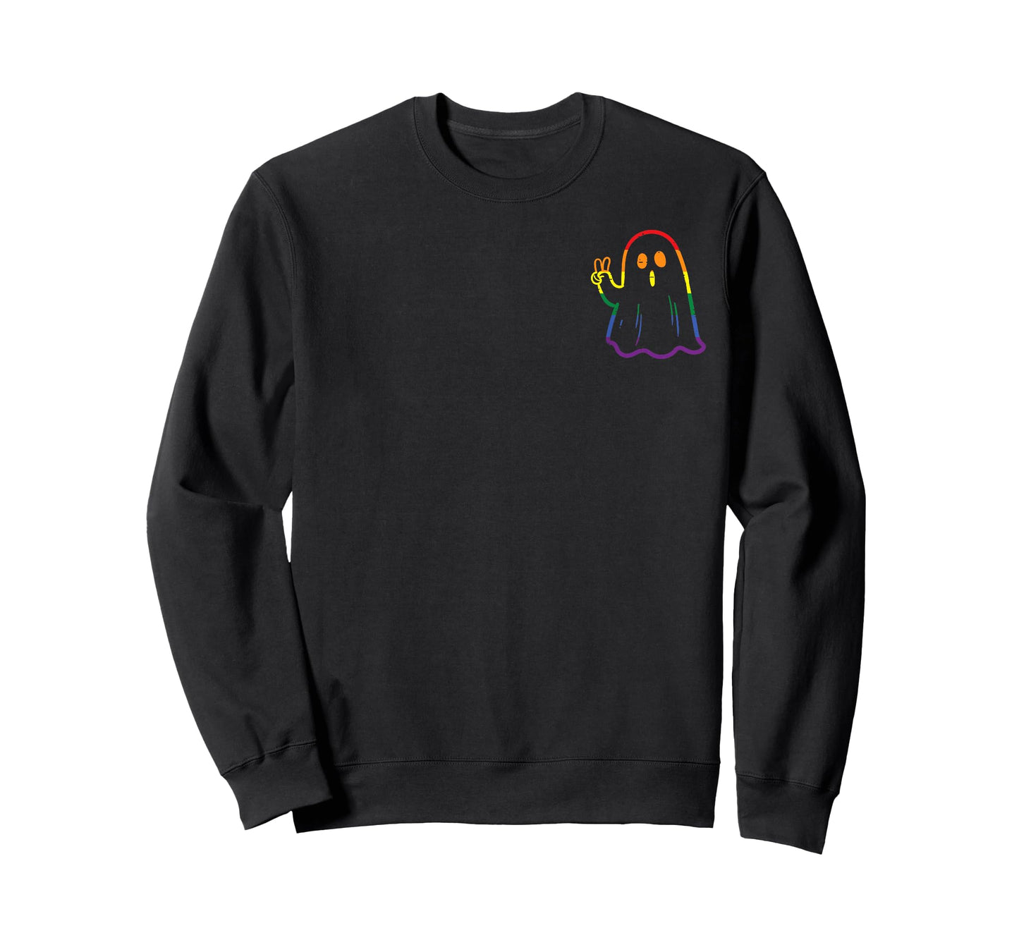 Rainbow LGBT Ghost Peace Sign Gay Pride Halloween Costume T-Shirt