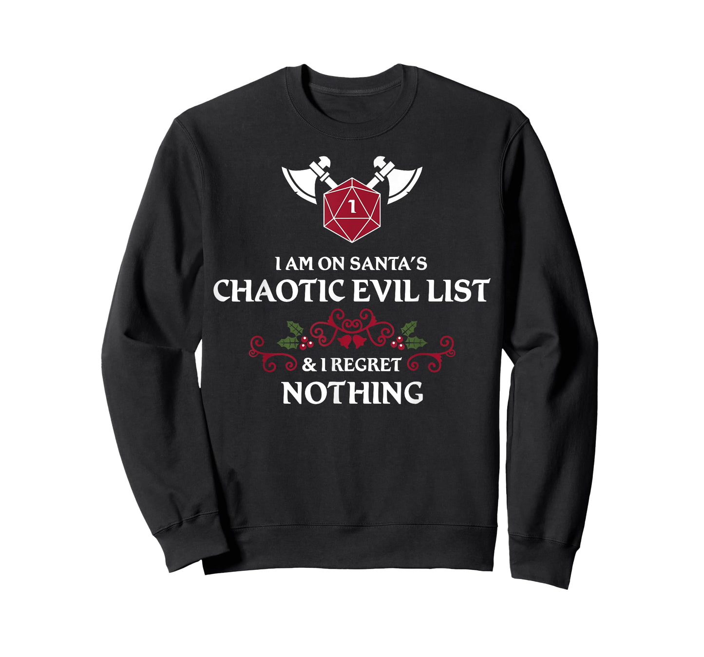 Santa's Chaotic Evil List Tabletop RPG D20 Funny Christmas T-Shirt