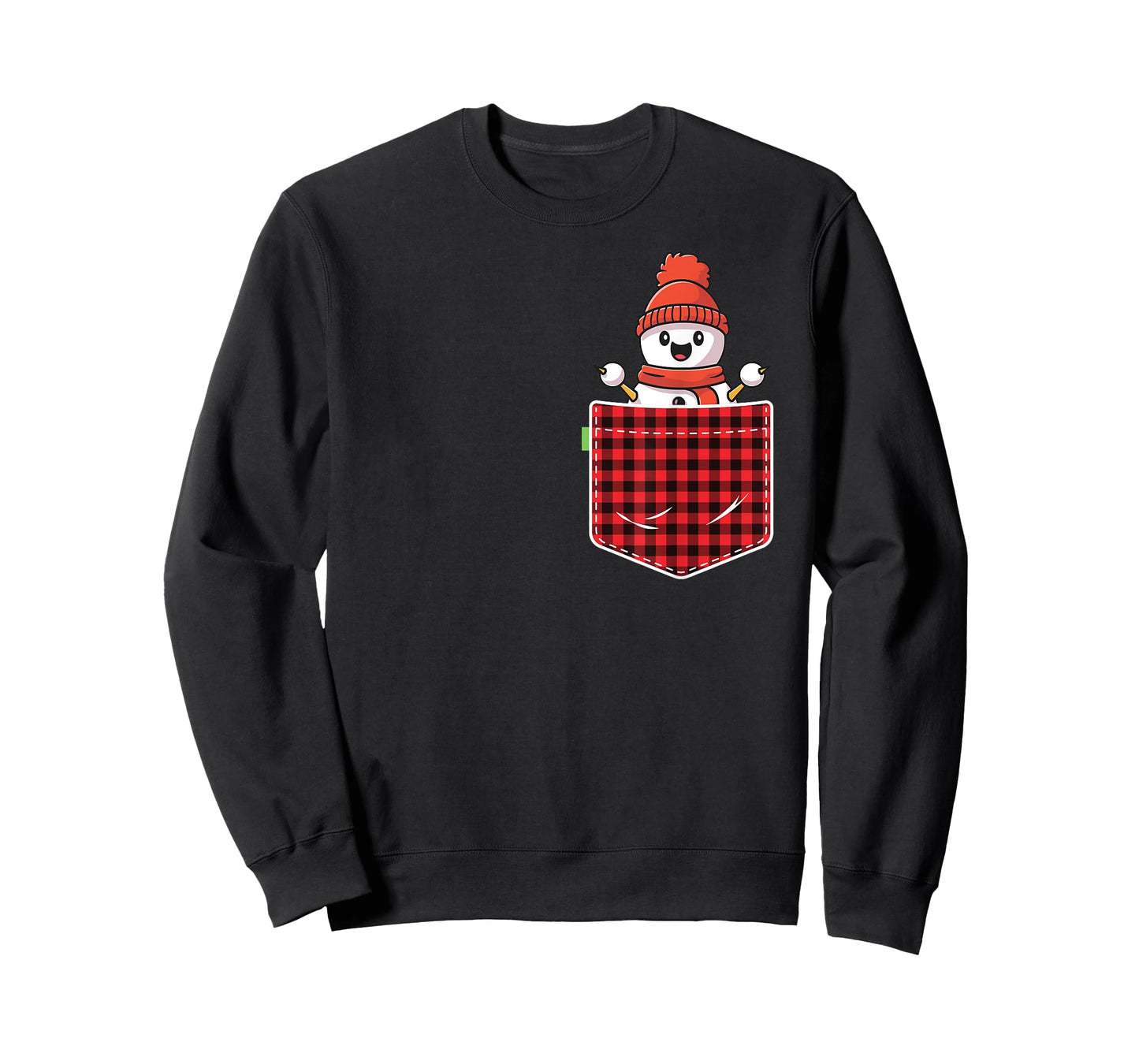 Christmas T Shirt For Women Kids Pocket Snowman Red Plaid T-Shirt