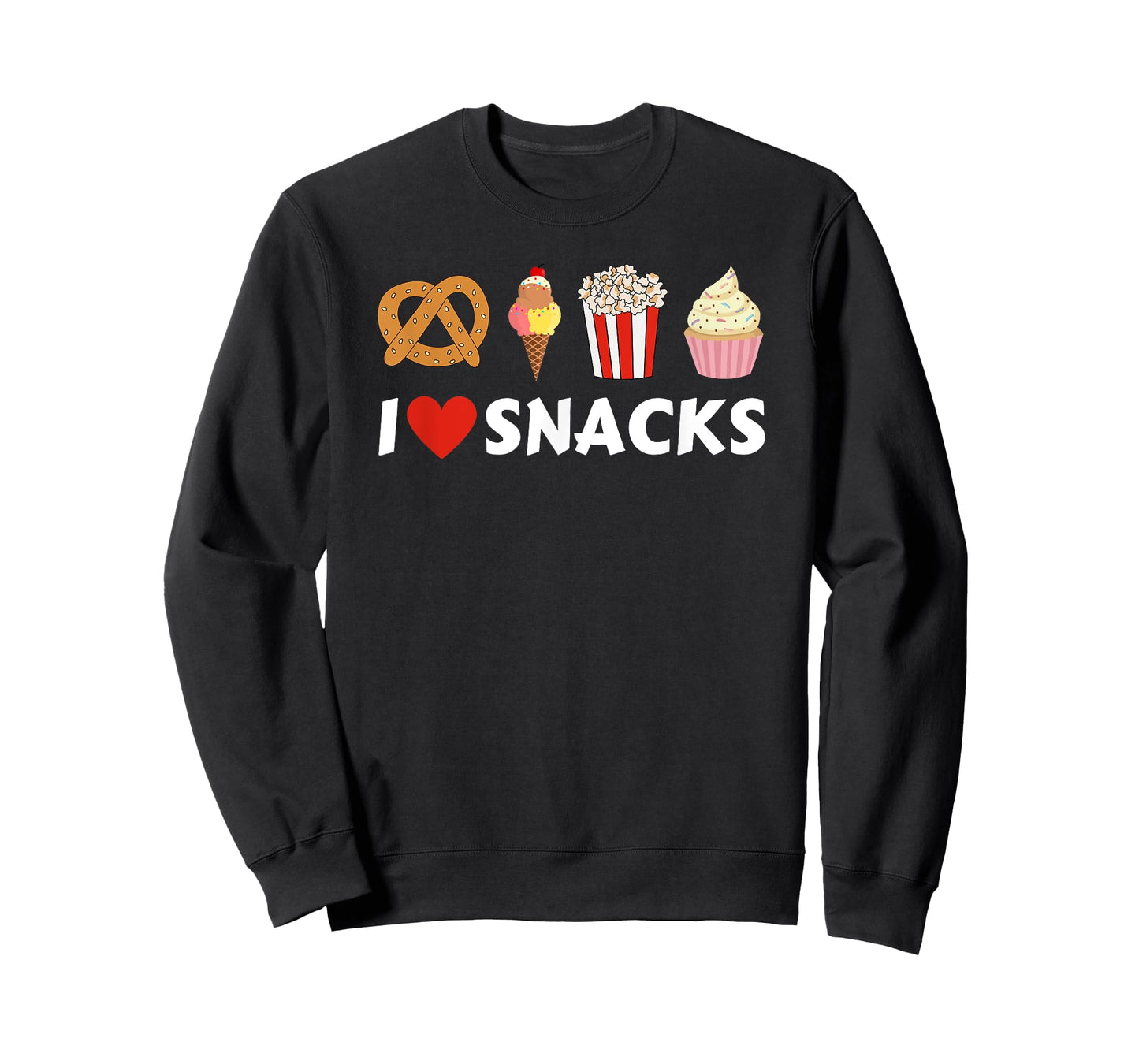 I Love Snacks Food Lover Heart Funny Foodie T-Shirt