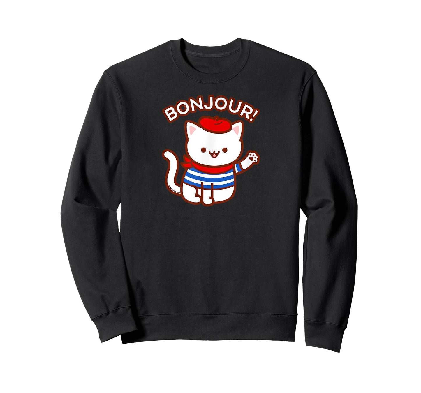 BONJOUR! - Cute Funny French Cat Saying Hello T-Shirt