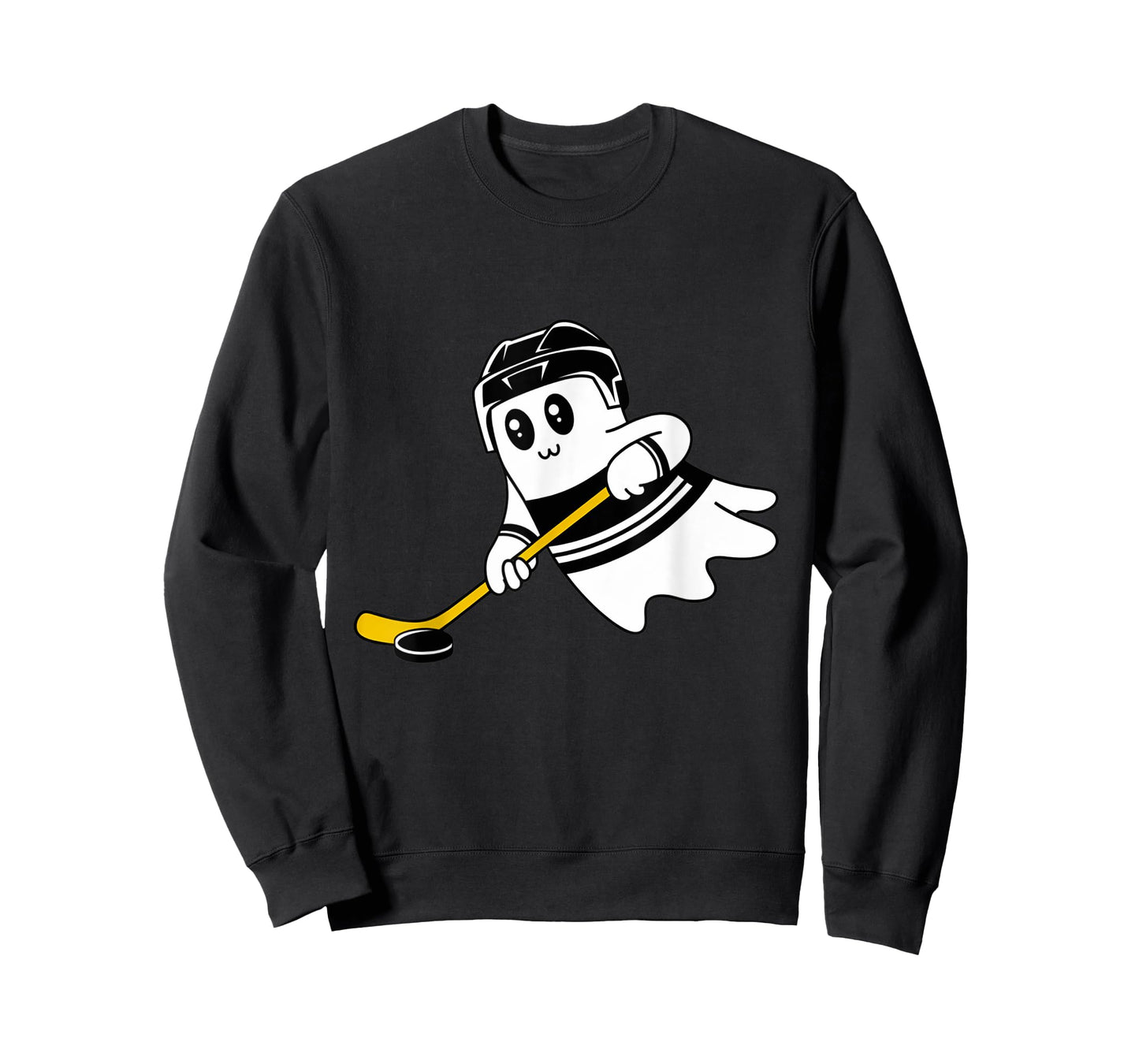 Ghost Playing Ice Hockey Halloween Costume Sports Men Boys T-Shirt