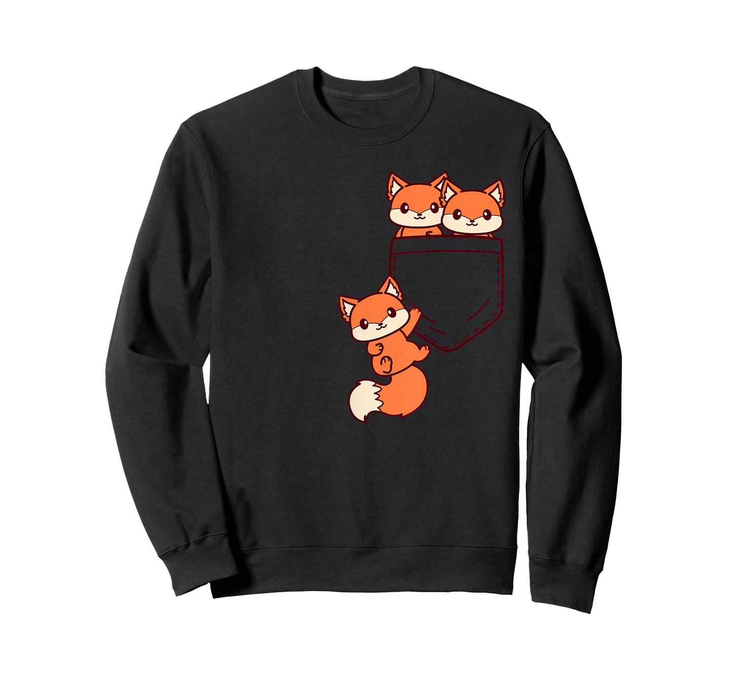 For Fox Lovers Cute Kawaii Baby Fox In Pocket T-Shirt