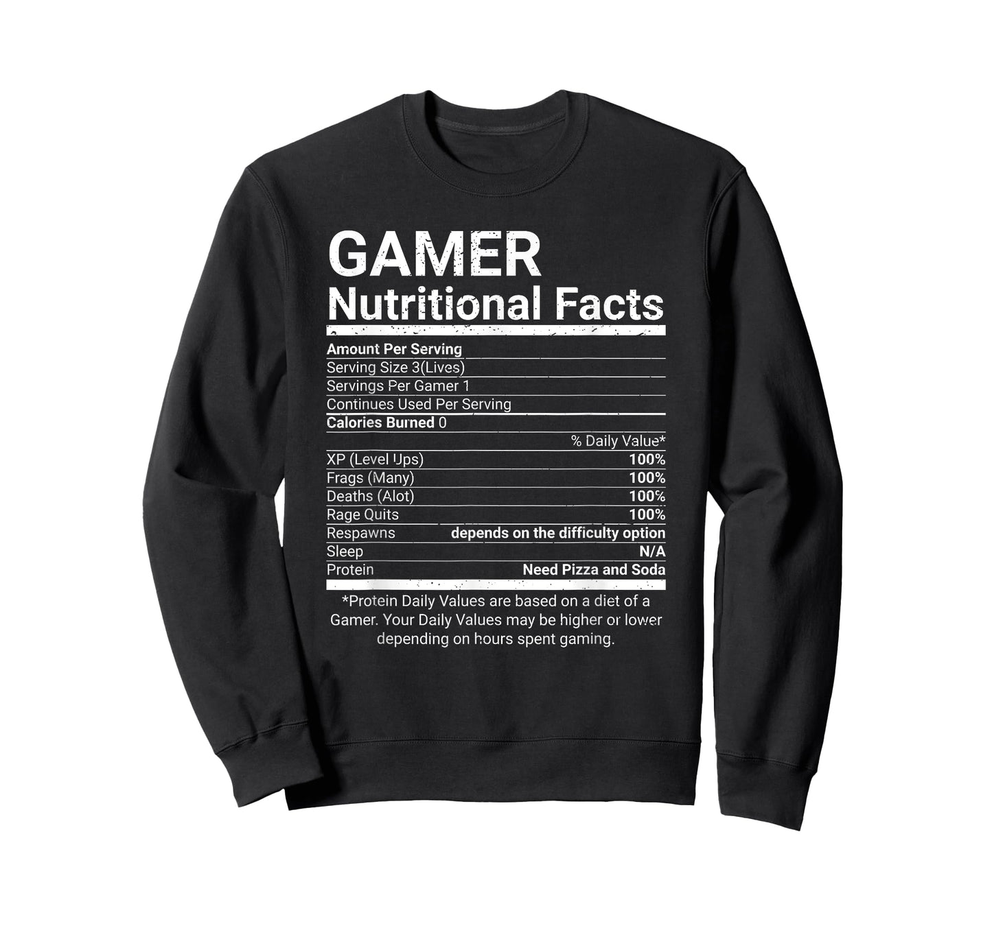 Gamer Nutrition Facts Video Games Computer Nerd T-Shirt