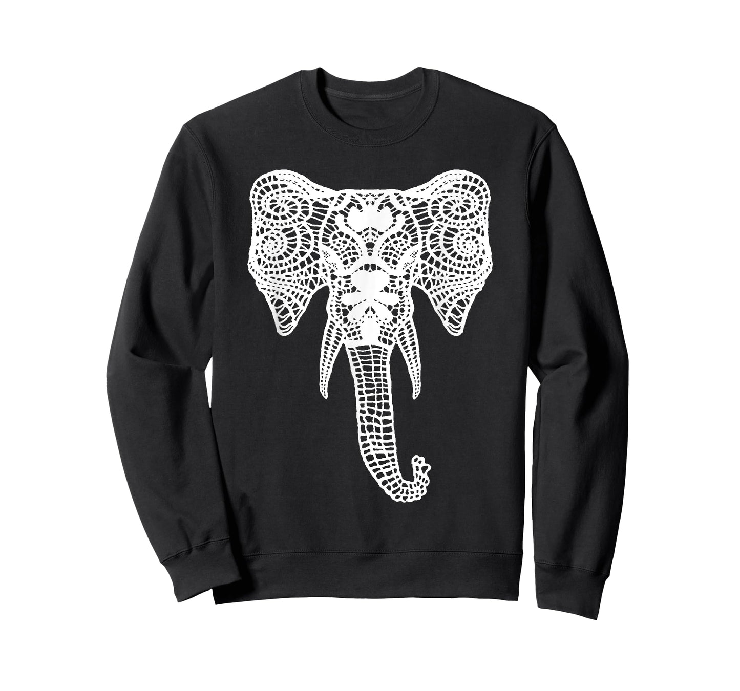 Elephant Design Elegant white Lace Elephant Head T-Shirt