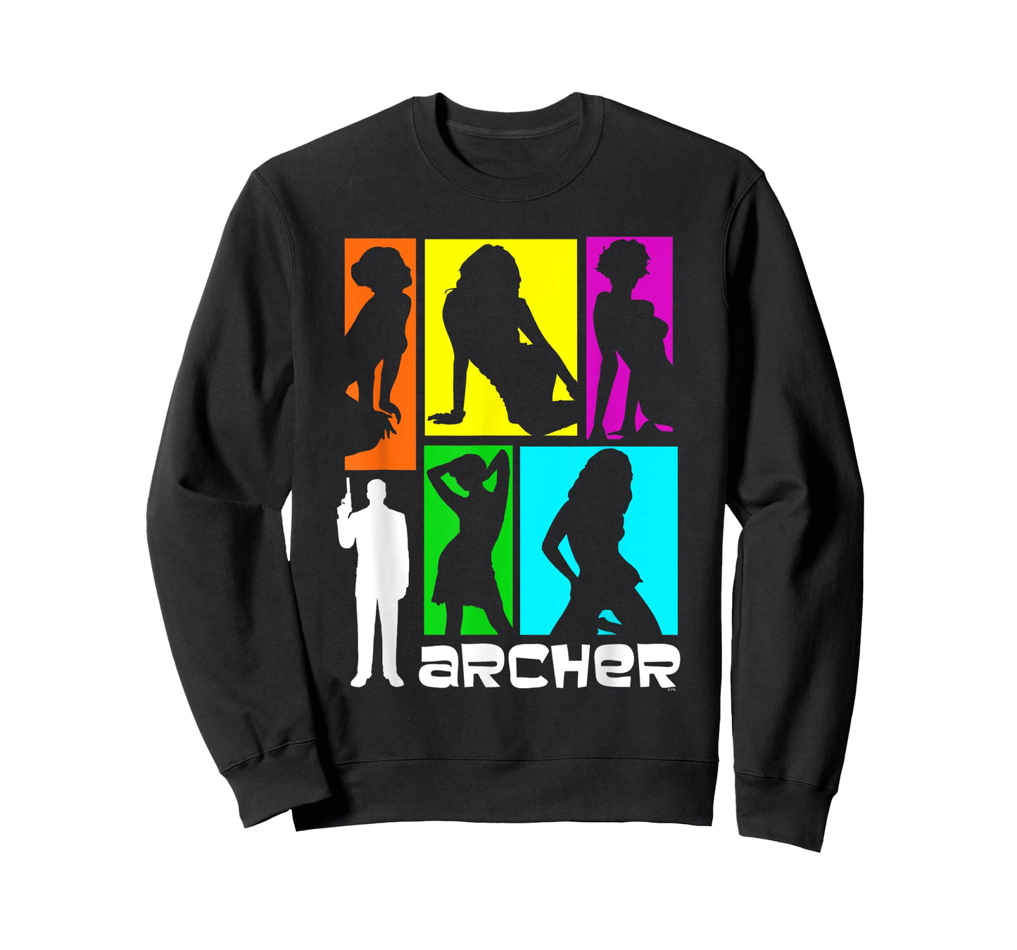 Archer Colorful Retro Silhouettes 60's Inspired Cartoon T-Shirt
