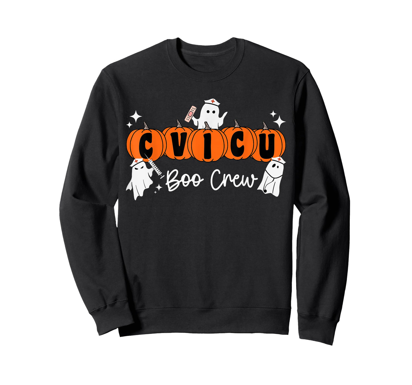 CVICU Boo Crew Ghost Pumpkin Costume CVICU Nurse Halloween T-Shirt