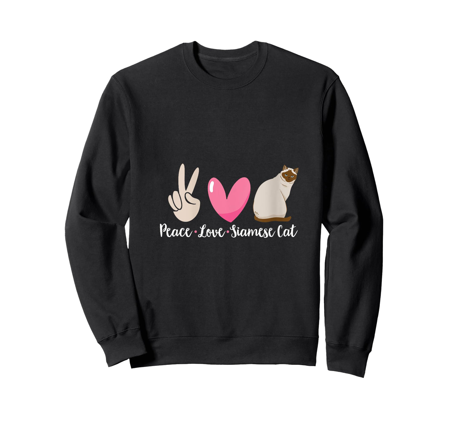 Siamese Cat Peace Love Siamese Cat V-Neck T-Shirt