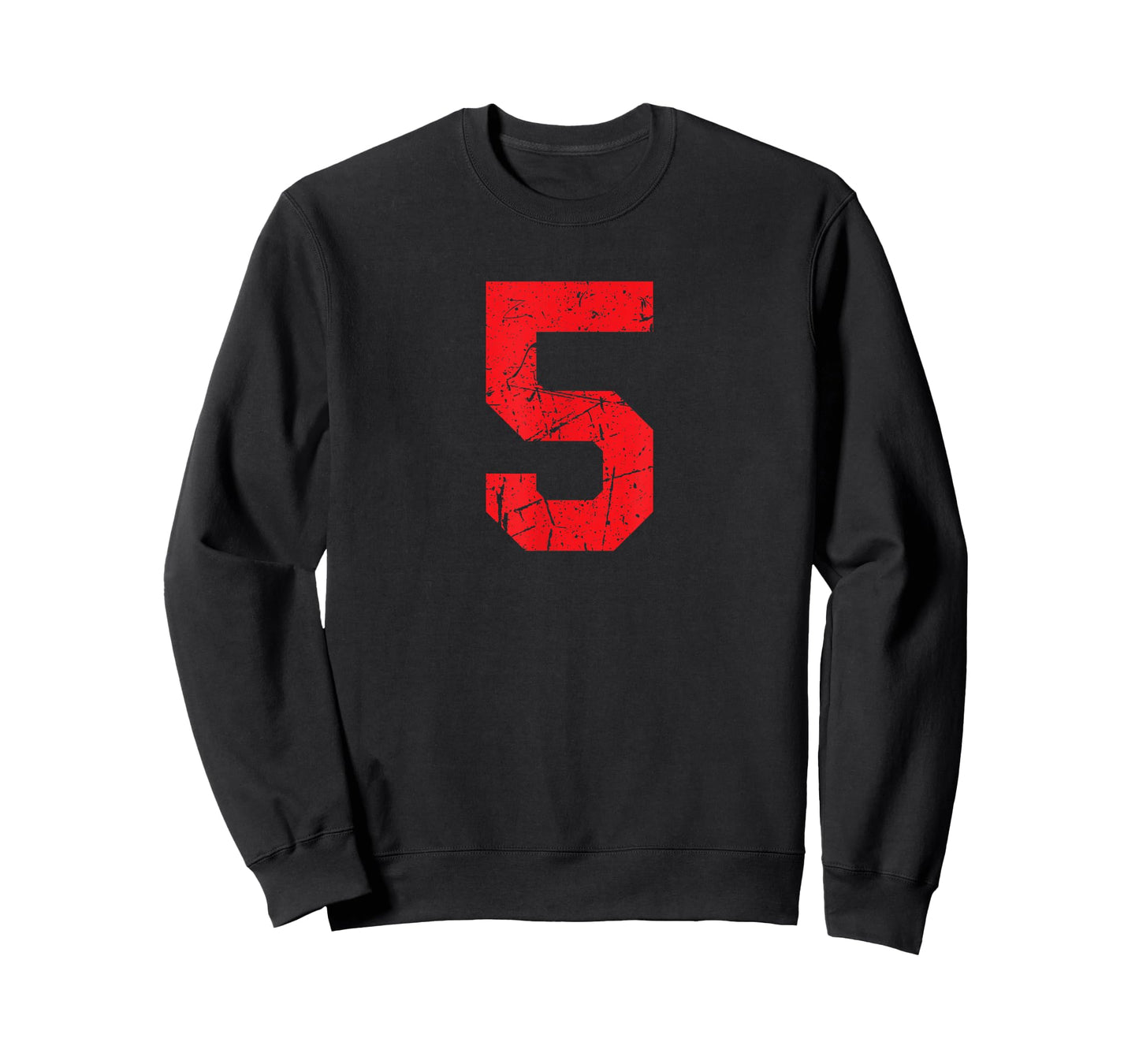Number #5 Red Distressed Vintage Number T-Shirt