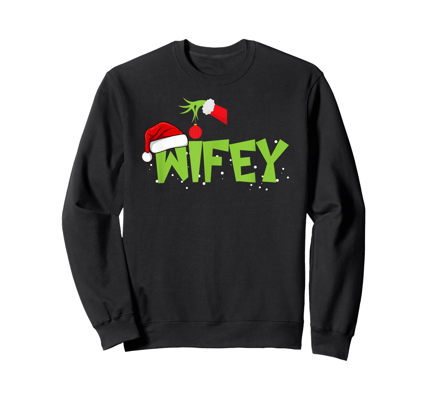 Santa Hat Wife Family Matching Christmas Lights Funny T-Shirt