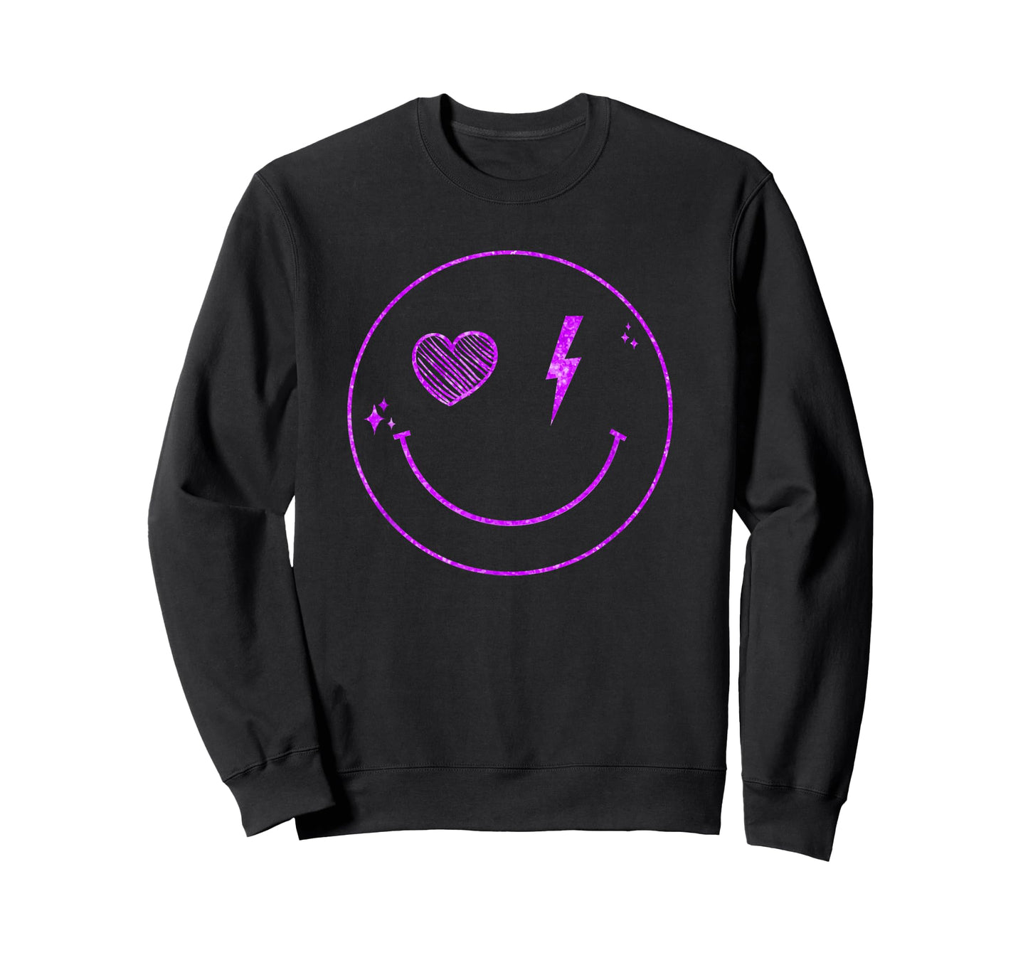 Purple Heart Lightening Smile Purple Color Graphic T-Shirt
