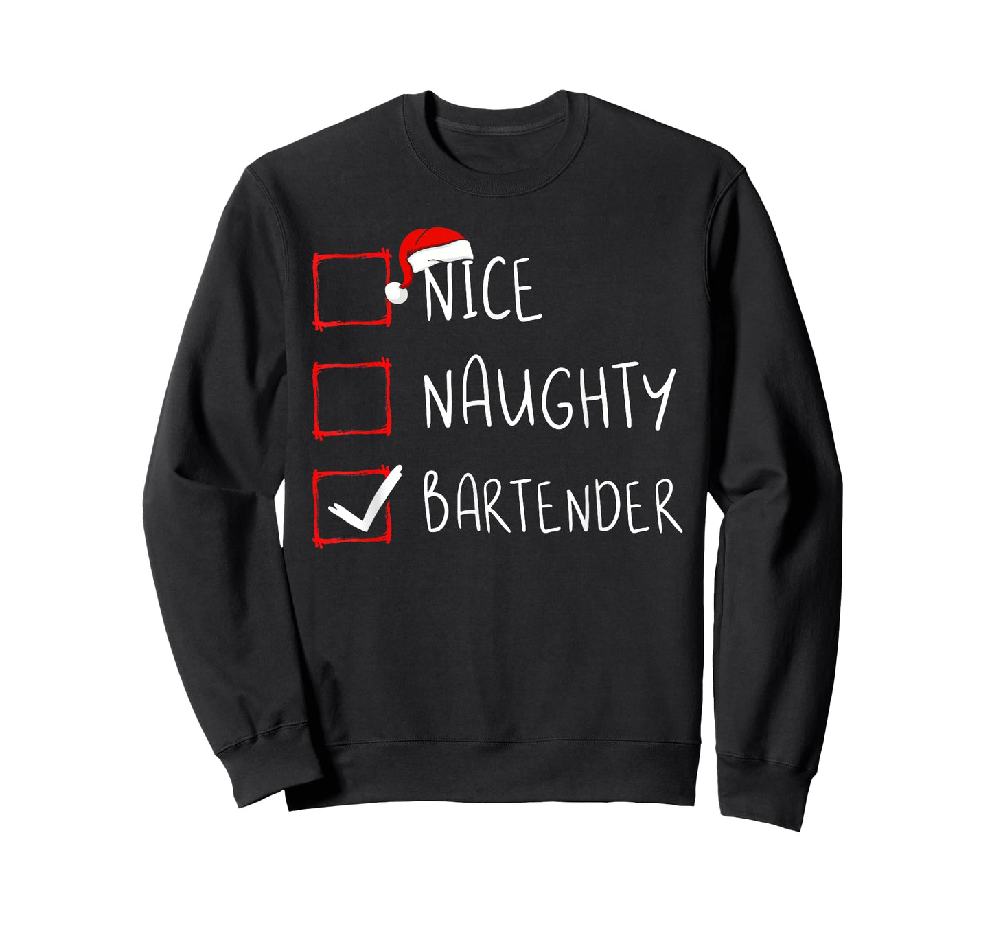 Nice Naughty Bartender Christmas List Santa Claus Mixologist T-Shirt