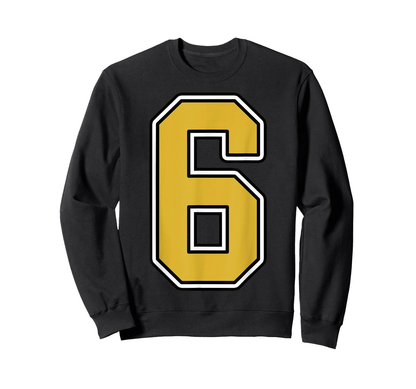 Old Gold Black White Sports Number 6 Jersey Uniform Player T-Shirt