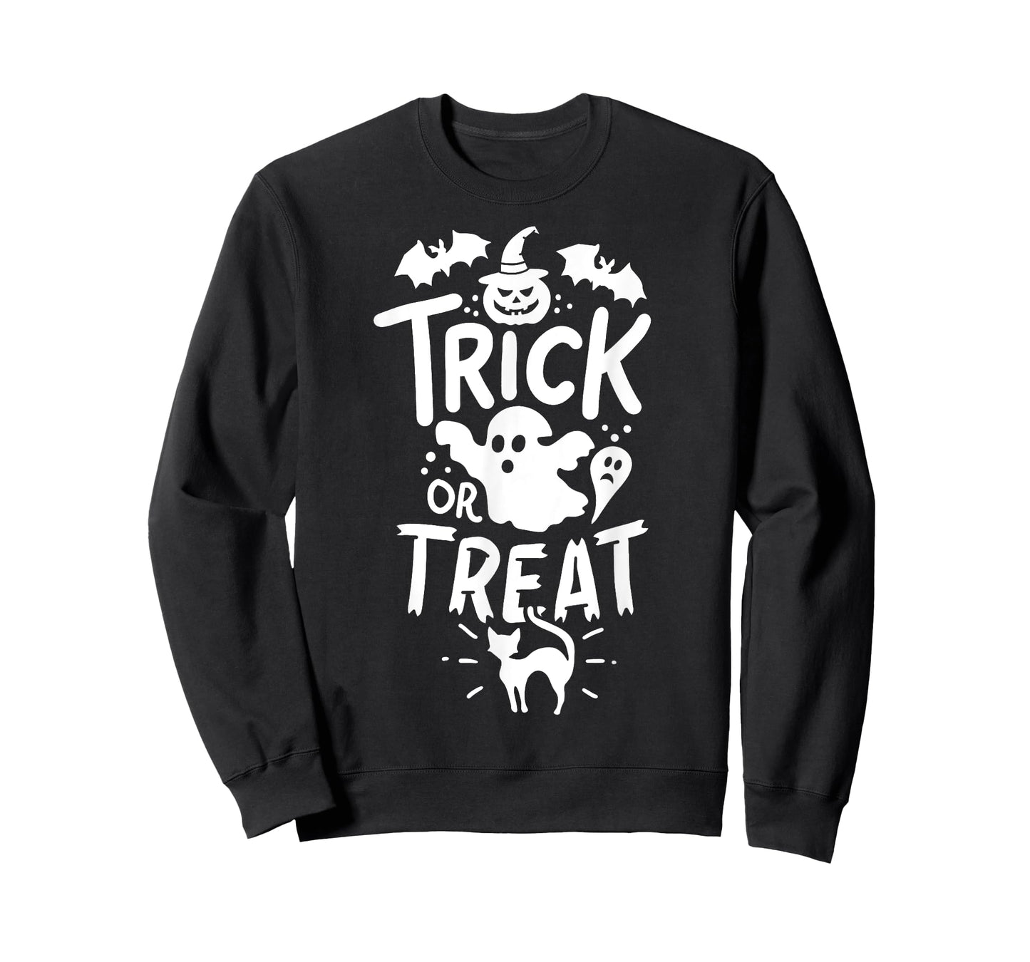 Halloween Trick Or Treat Tee Bat Ghost Pumpkin Cat T-Shirt for Men Women Kids