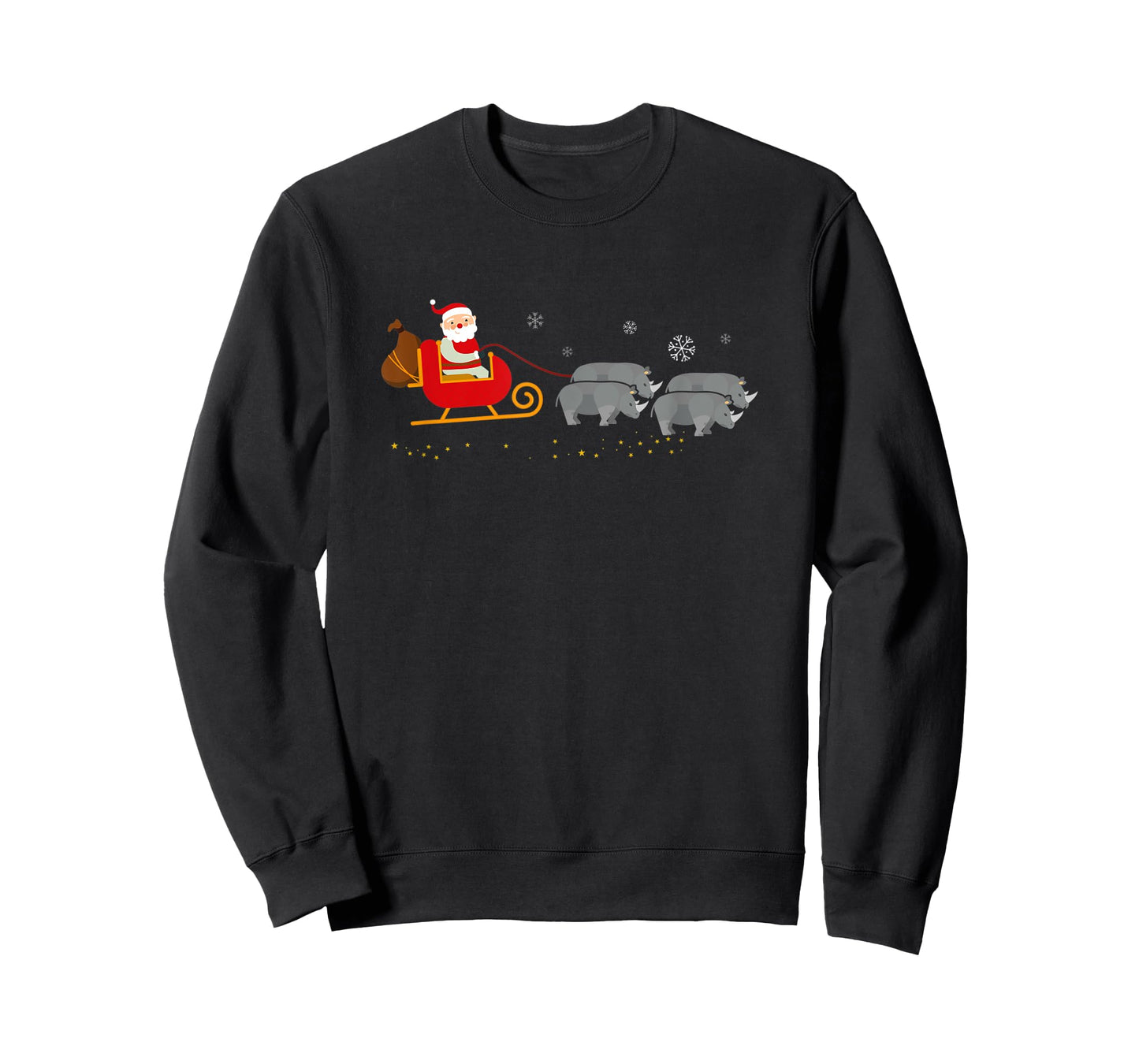 Rhinos Pulling Santa Sleighs Rhinoceros Reindeer Christmas T-Shirt