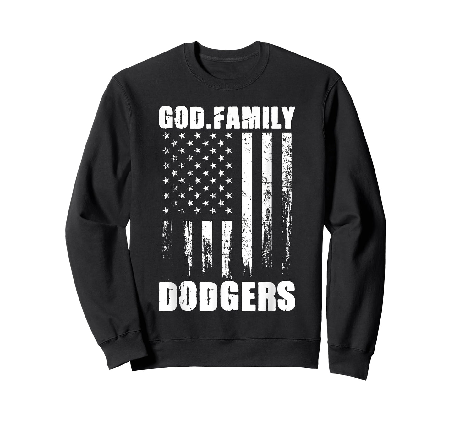 God. Family. Dodgers. Vintage USA Flag T-Shirt