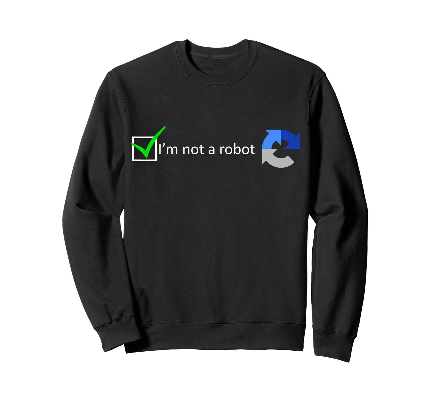 MathWare Unisex-Adults Black T-Shirt - Funny Nerdy I'm not a Robot test - Short Sleeve - Modern Classic - Robot Theme - Gaming, Coding - Letter Print - Embroidery - Size: Small
