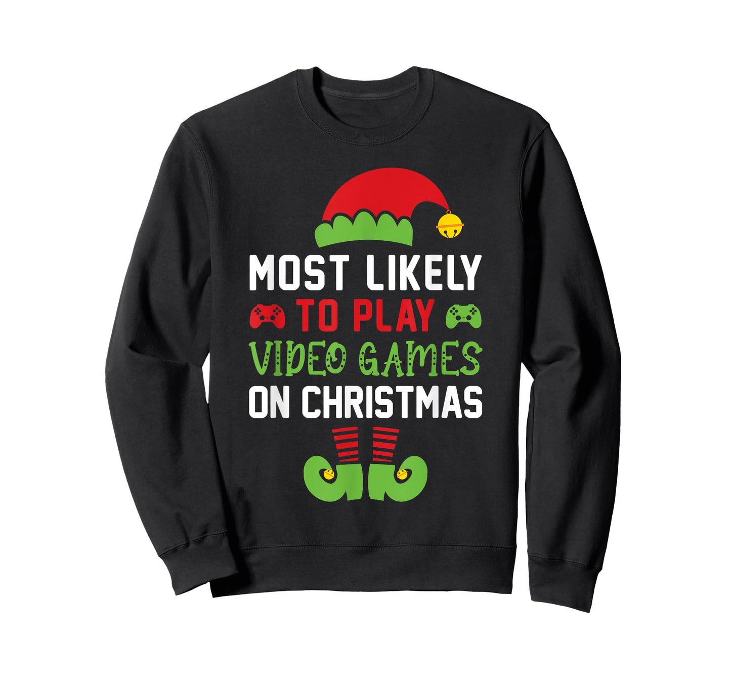 Gamer Elf Most Likely To Play Video Games Christmas T-Shirt