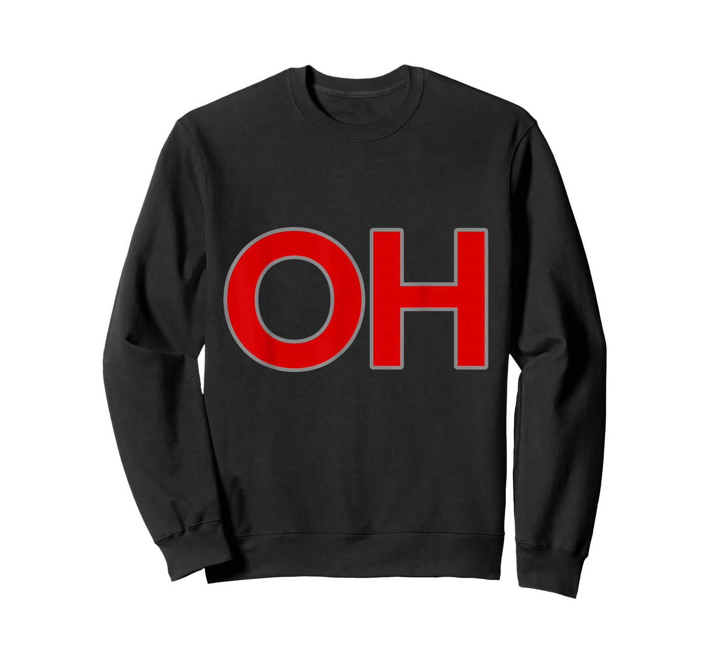 State of Ohio OH-IO Big Print Logo Red Grey T-Shirt