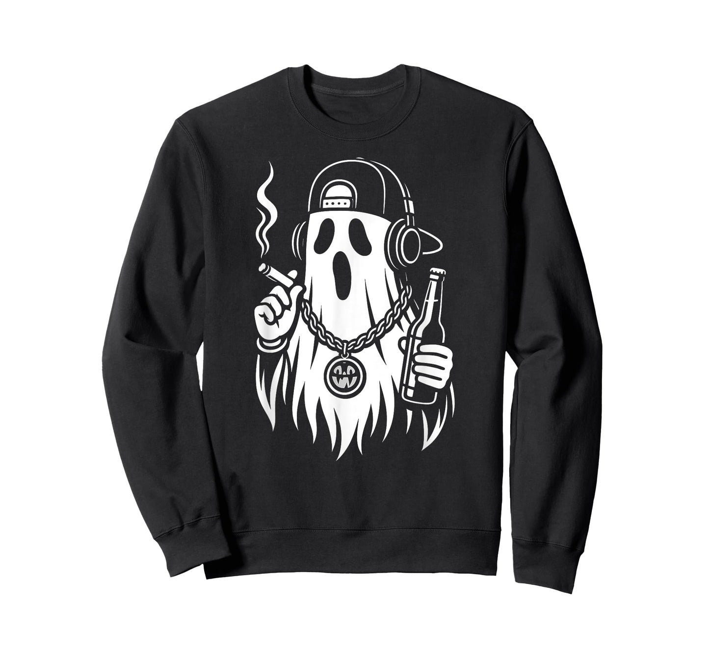 Ghost Halloween Beer Cigarette Hip Hop Men Women T-Shirt