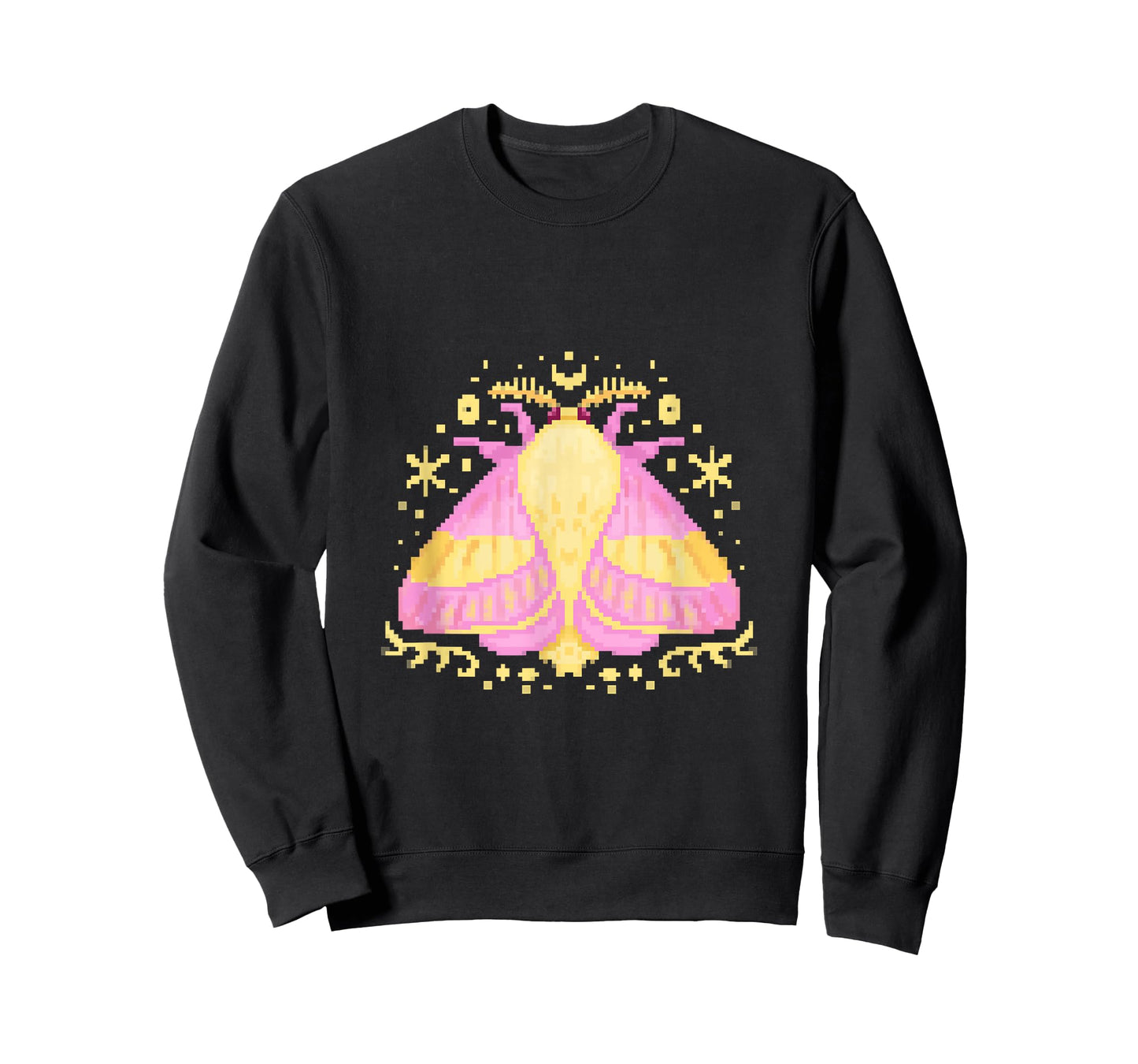 Rosy Pink Yellow Maple Moth Bug Butterfly PixelArt for Women T-Shirt