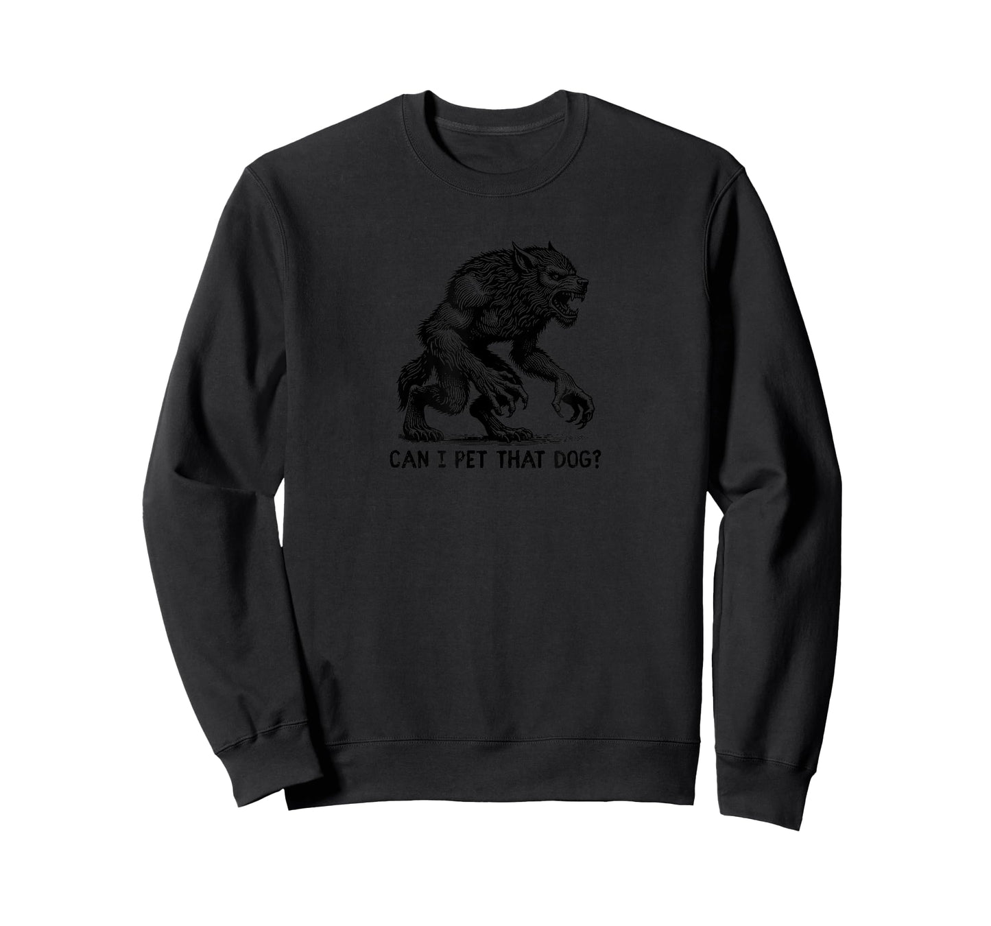 Funny Can I Pet That Dog Werewolf Halloween Graphic Tee T-Shirt