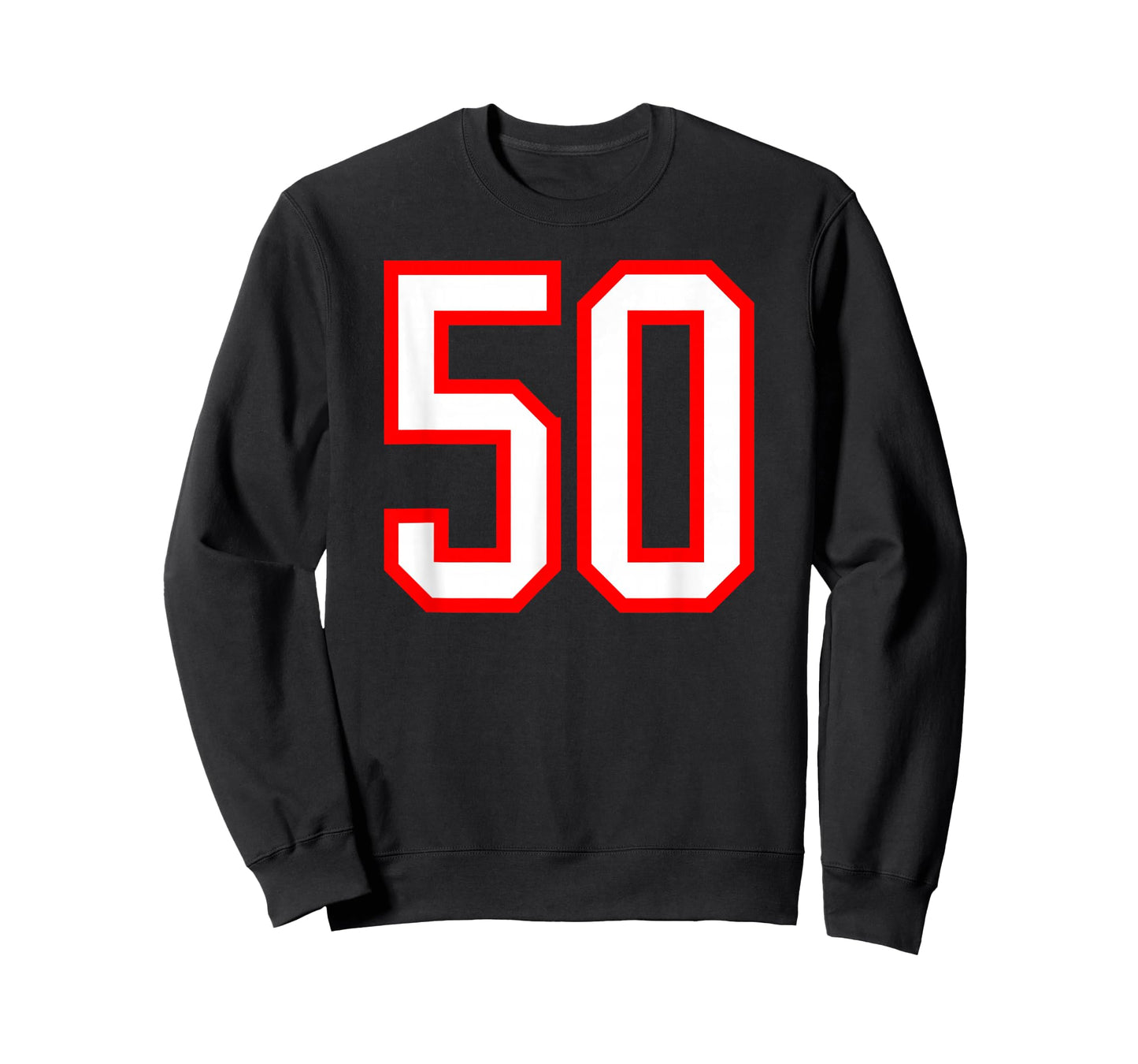 Number #50 White Red Plain Number 50 T-Shirt
