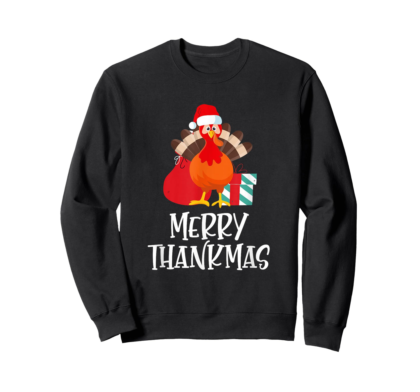 Merry Thanksmas Happy Thanksgiving Santa Turkey Gift T-Shirt