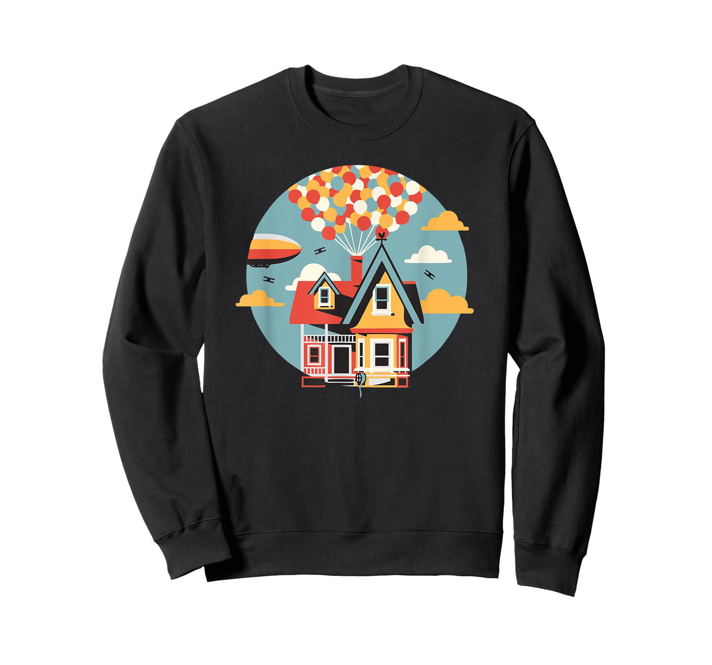 House Going Up, Balloons, Adventure is Out There, Retro T-Shirt