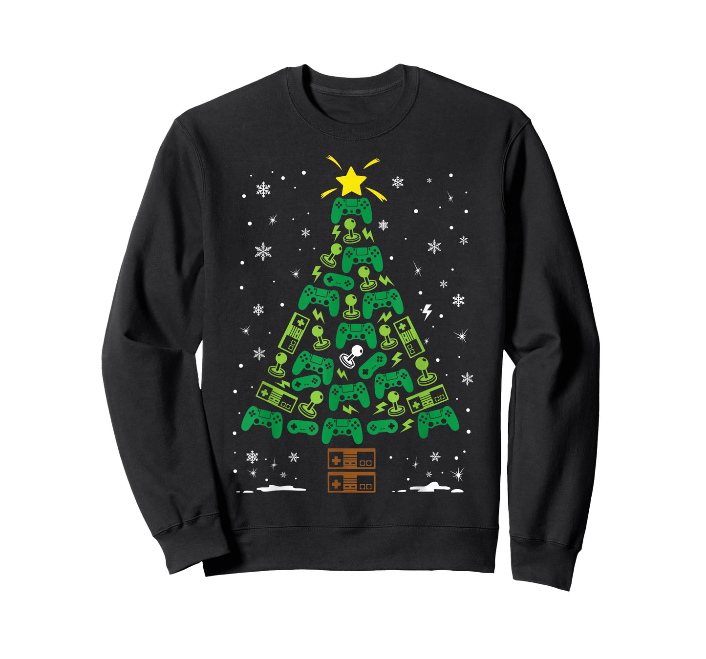 The Holiday Family Christmas Tree Gift Co Gamer Nerd Video Game Lover Family Matching Black T-Shirt