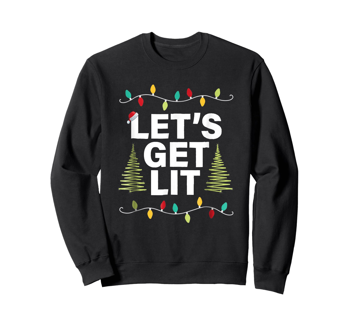 Let's Get Lit Funny Christmas Drinking T-Shirt Xmas Lights T-Shirt