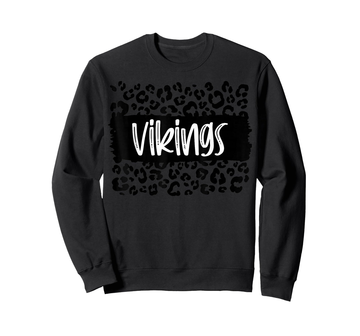 Vikings Team Mascot School Spirit Game Night Leopard Print T-Shirt