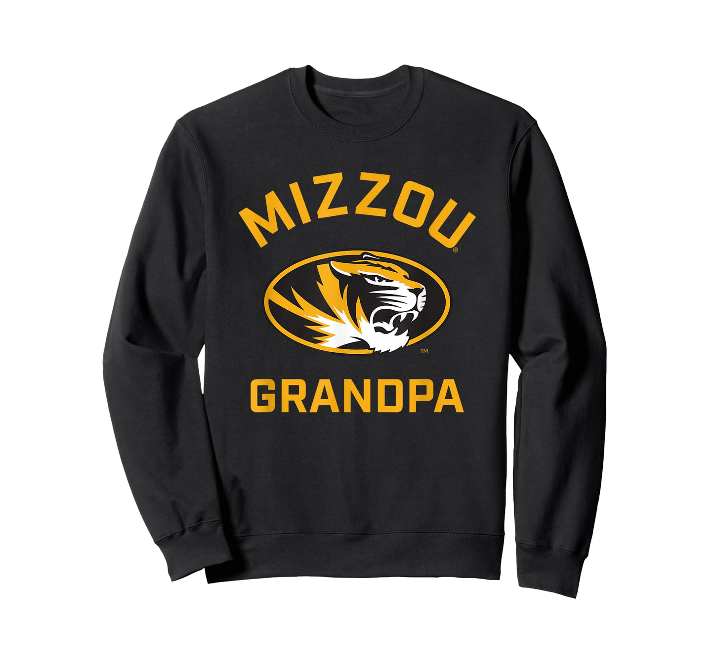 Campus Lab Mizzou Tigers Arched Grandpa T-Shirt - Black, Unisex-Adults, Short Sleeve, University Logo T-Shirt, Small