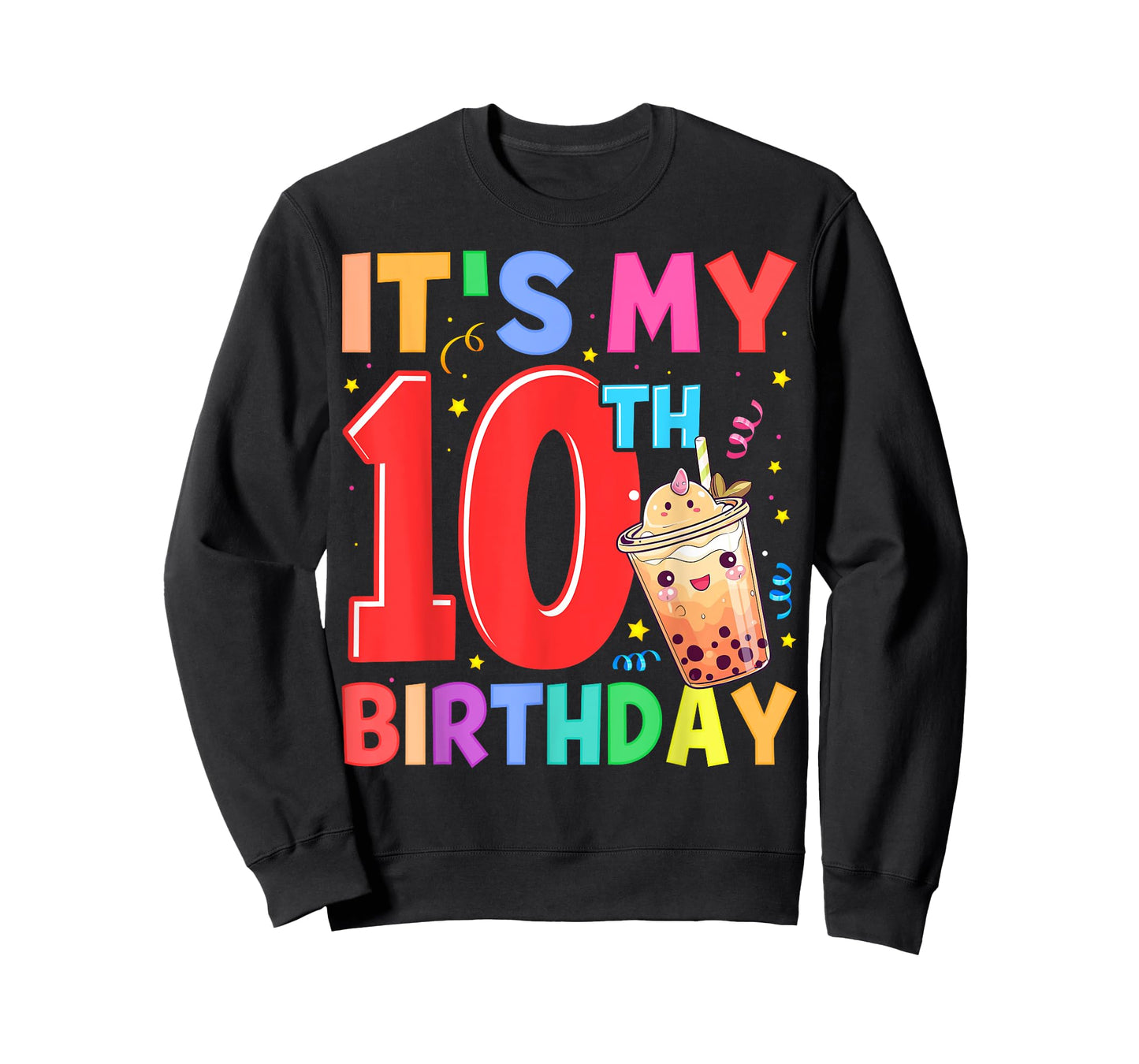 It's My 10th Birthday Bubble Boba Tea Party 10 Year Old Girl T-Shirt
